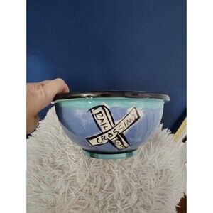 Harriman Gold Railroad Bowl 9" Round 4.25" tall Pottery Bowl Signed